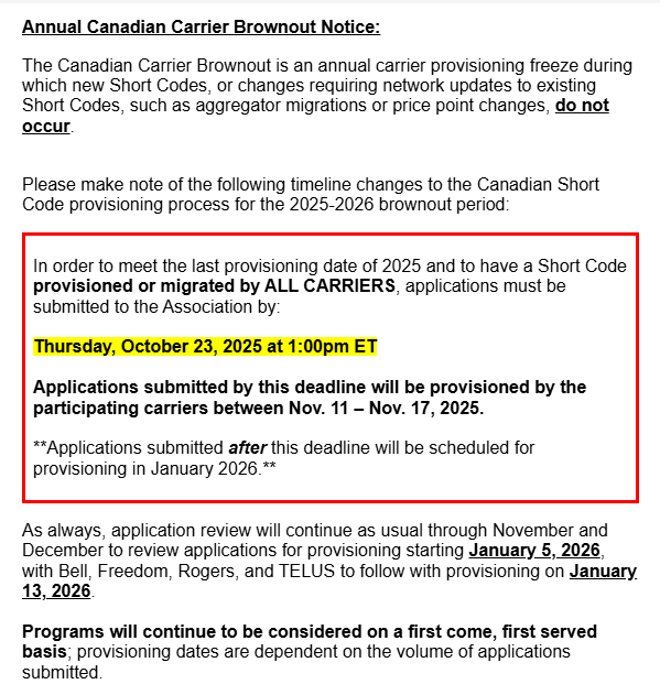 Canadian Brownout Notice 101320205